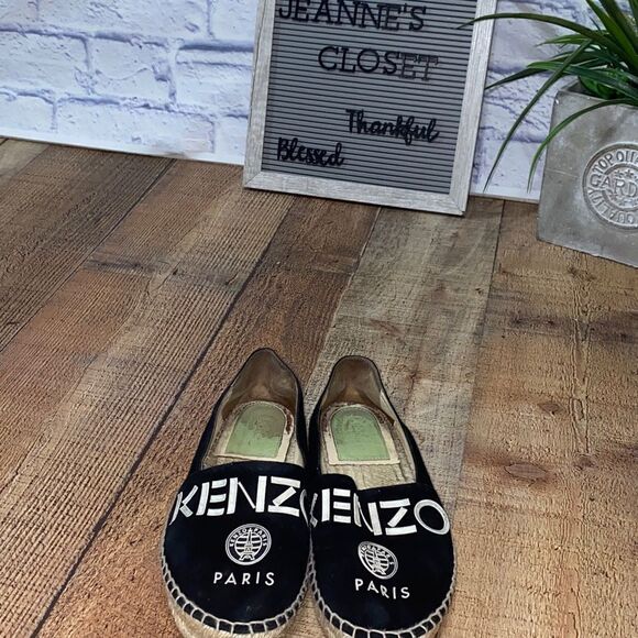 Kenzo black logo print canvas espadrilles - Picture 9 of 13